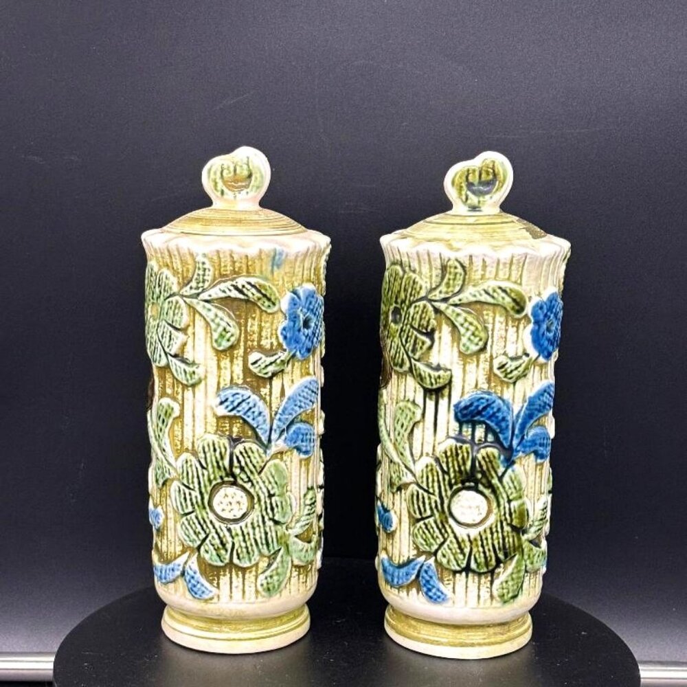 Vintage 1970's Inarco Japan Cambridge Coordinates Blue/Green Tall Salt Pepper Sh